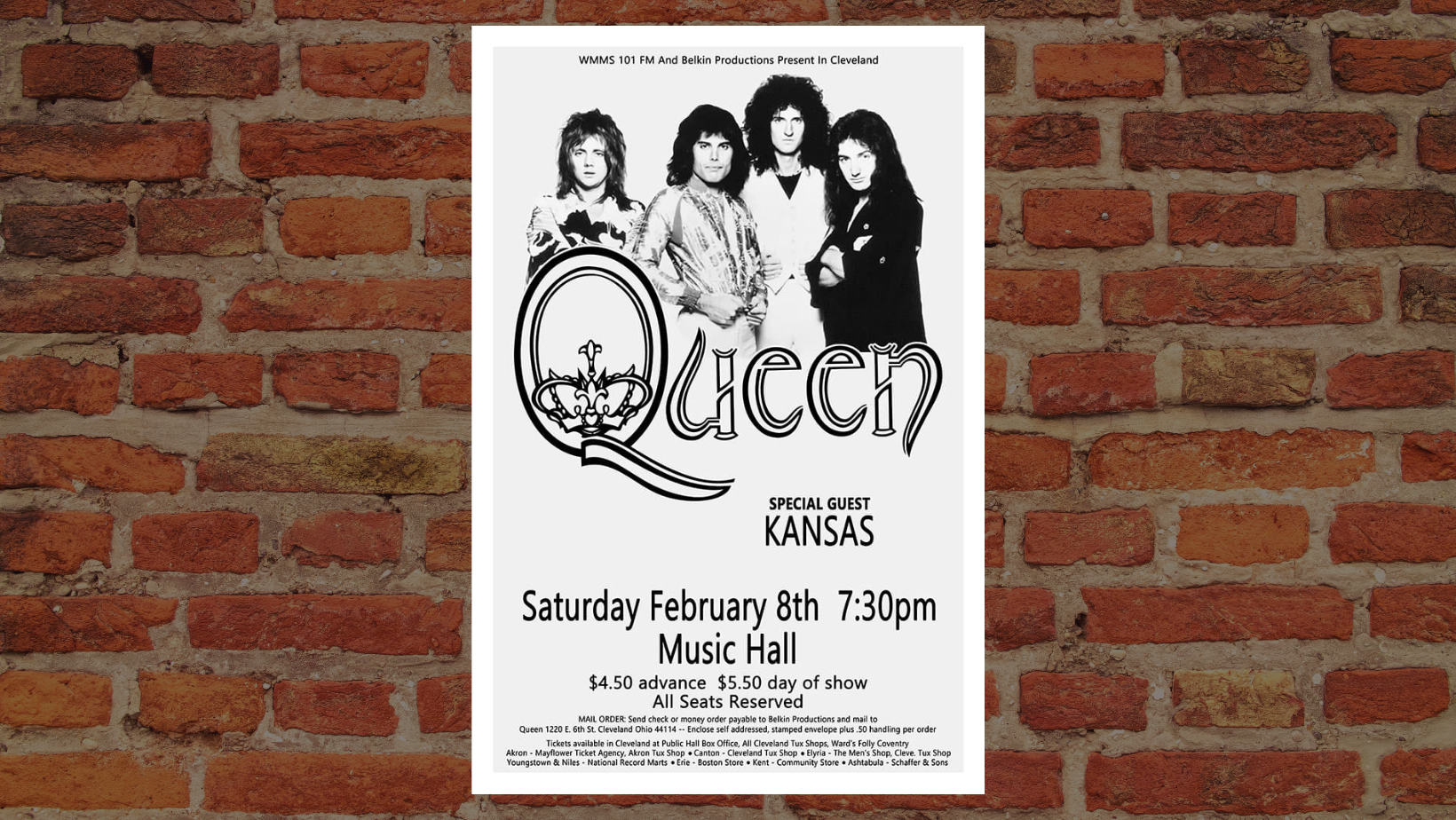 Vintage raw sugar studio Queen poster Cleveland Music Hall