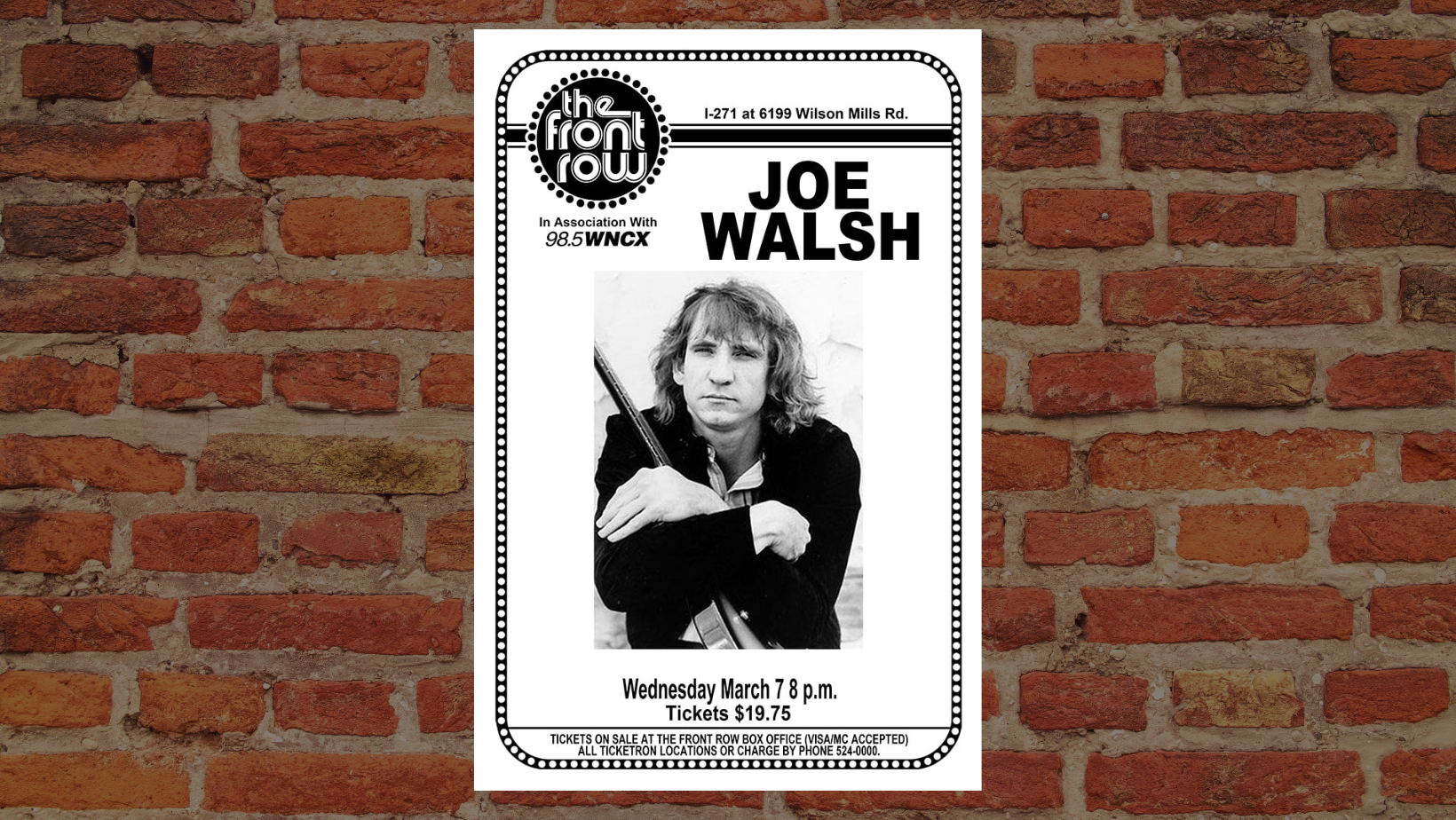 Joe Walsh vintage Ohio poster Raw Sugar Studio