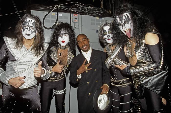 Tupac and Kiss at the 38th Annual Grammy Awards on... - Eclectic Vibes