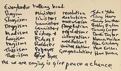 Beatles fan set to make £300k from sale of John Lennon's Give Peace a Chance  lyrics